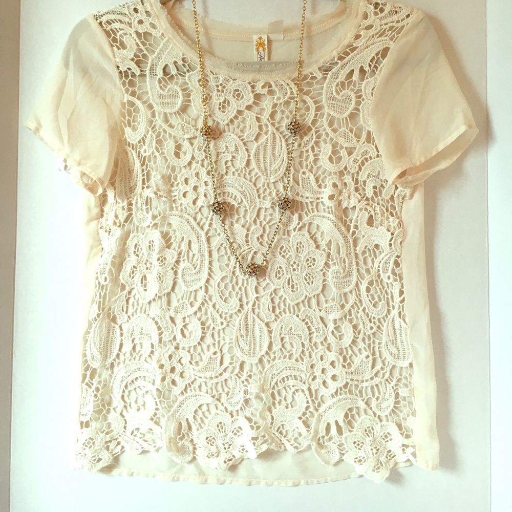 COPY - White Sheer Lace Blouse